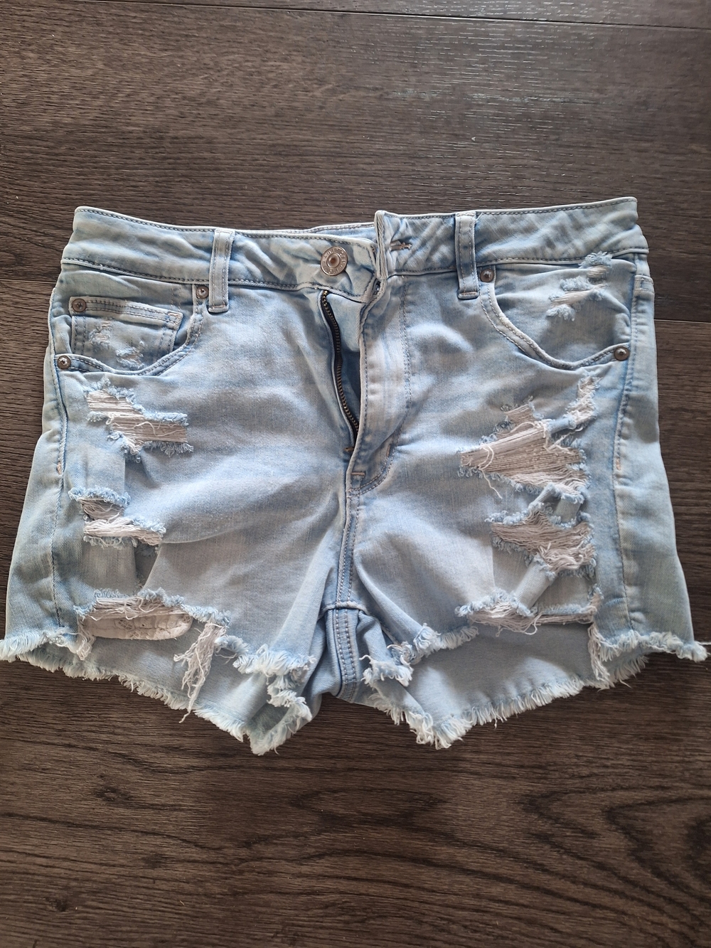 American Eagle Outfitters Light Wash Distressed Denim Shorts